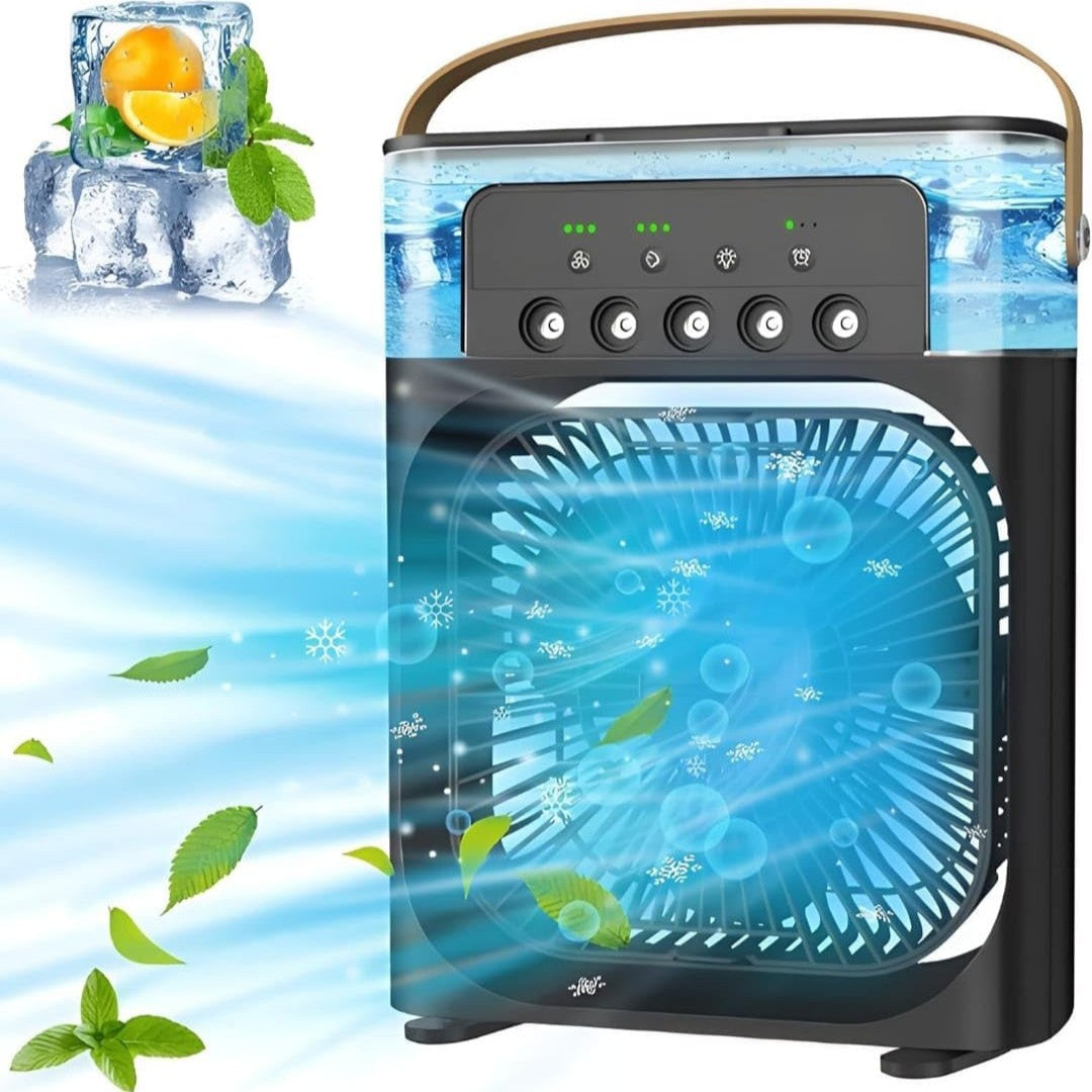 Mini AC Cooler with Water Spray, 3 Speed Modes, 7 Color LED & Timer