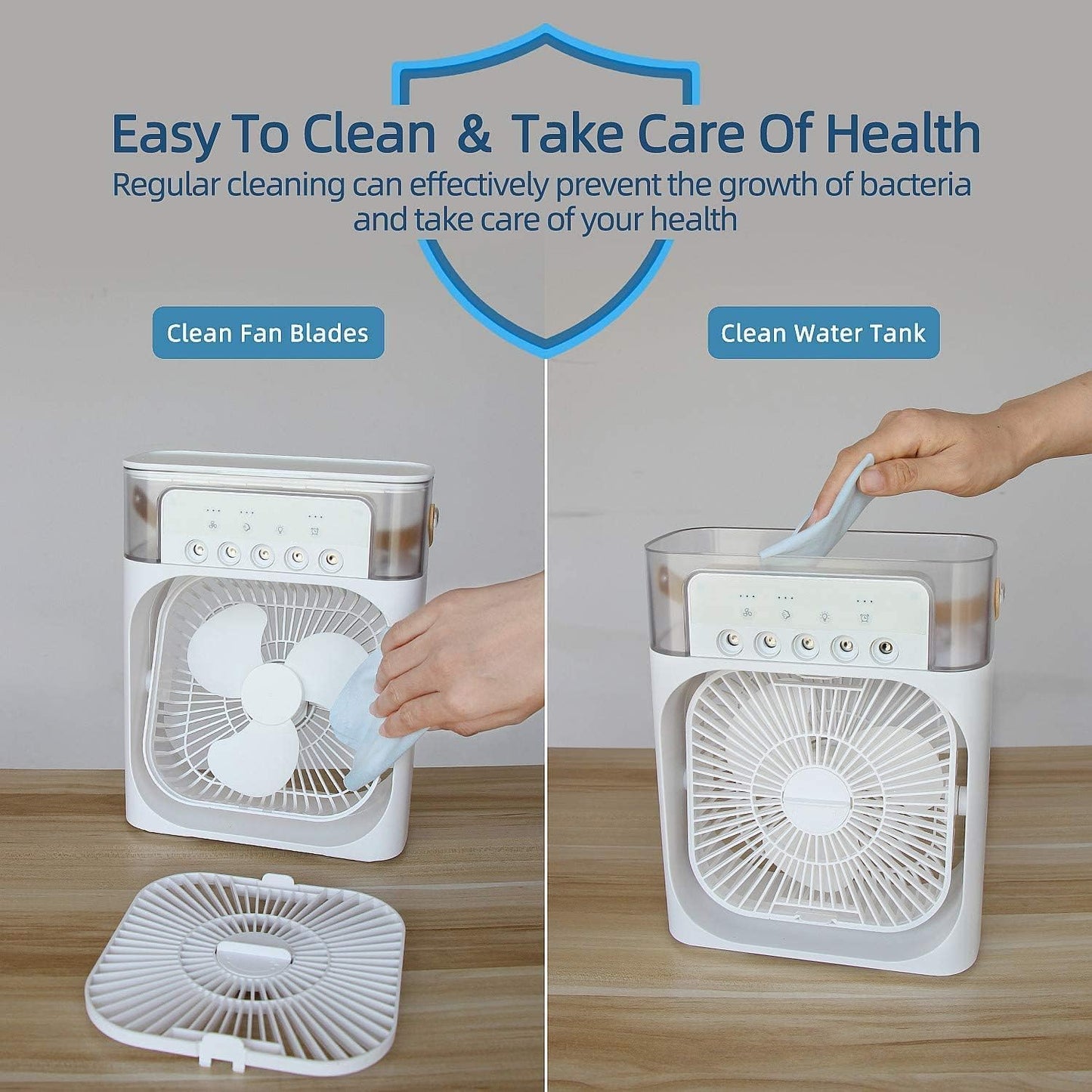 Mini AC Cooler with Water Spray, 3 Speed Modes, 7 Color LED & Timer