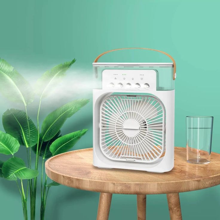 Mini AC Cooler with Water Spray, 3 Speed Modes, 7 Color LED & Timer